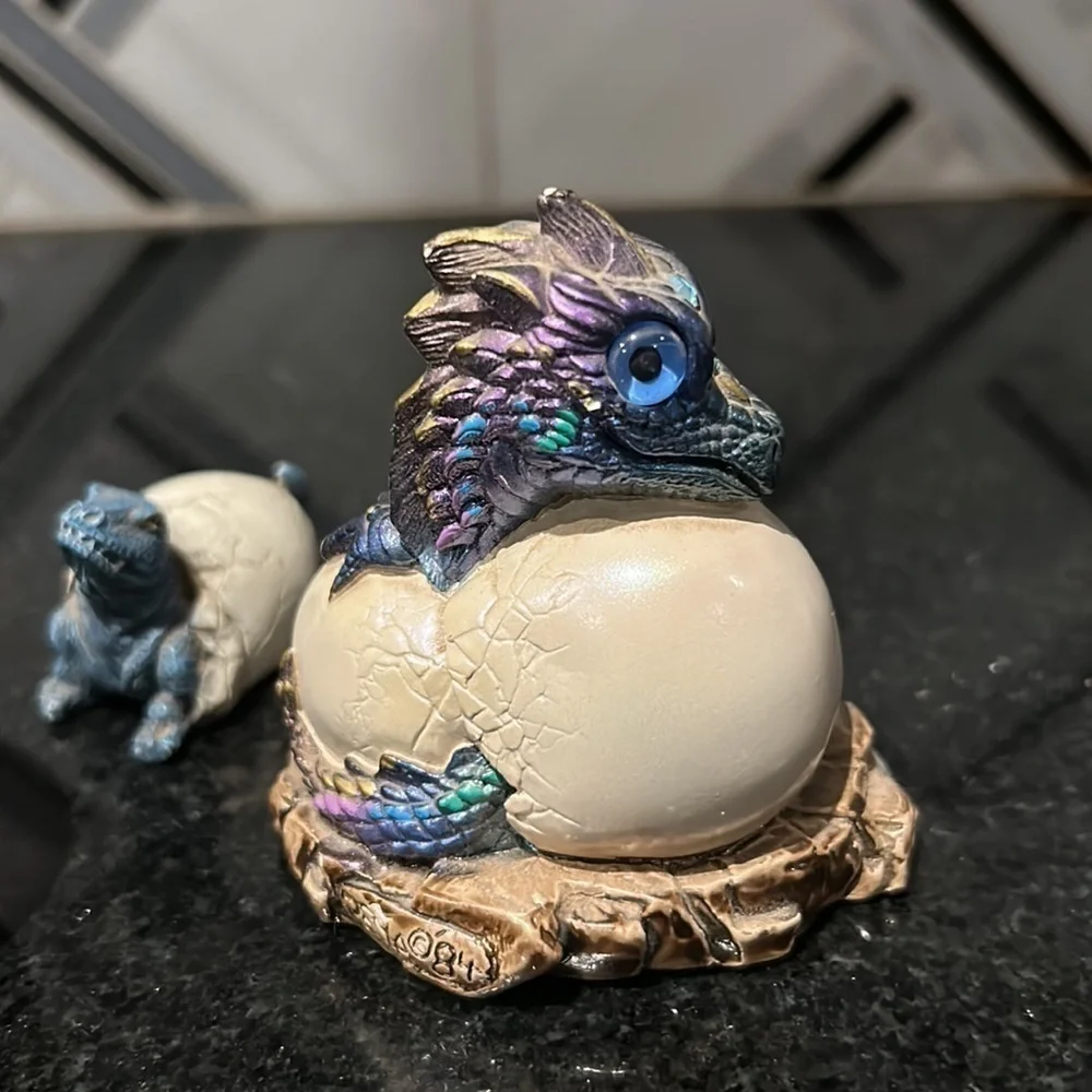 Windstone 1984 dragon egg hatching dragons vintage by M. Peña
